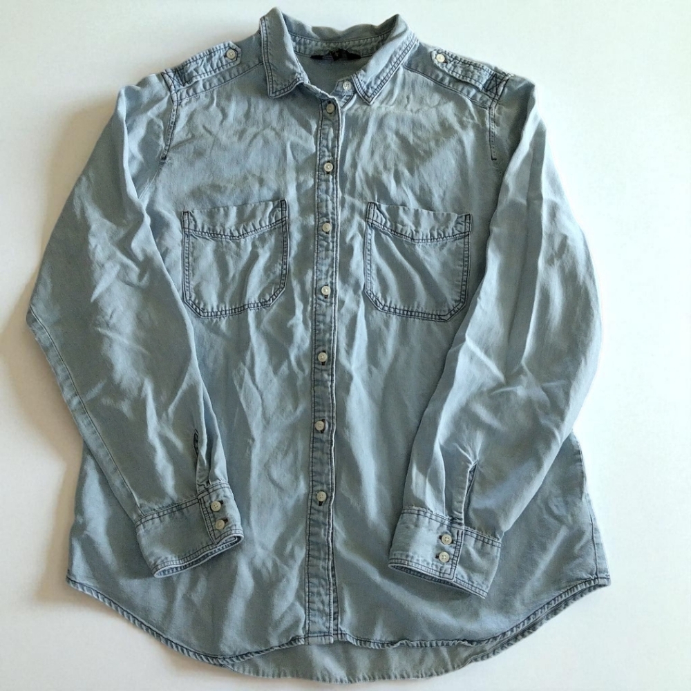 Express Light Blue Casual Button Down Shirt